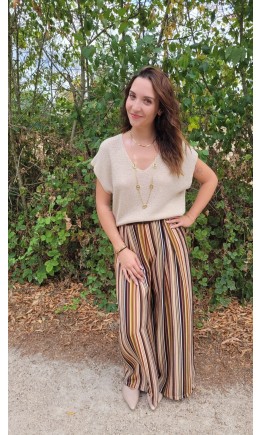 Pantalon Rayure palazzo multicolore – coloris multicolore