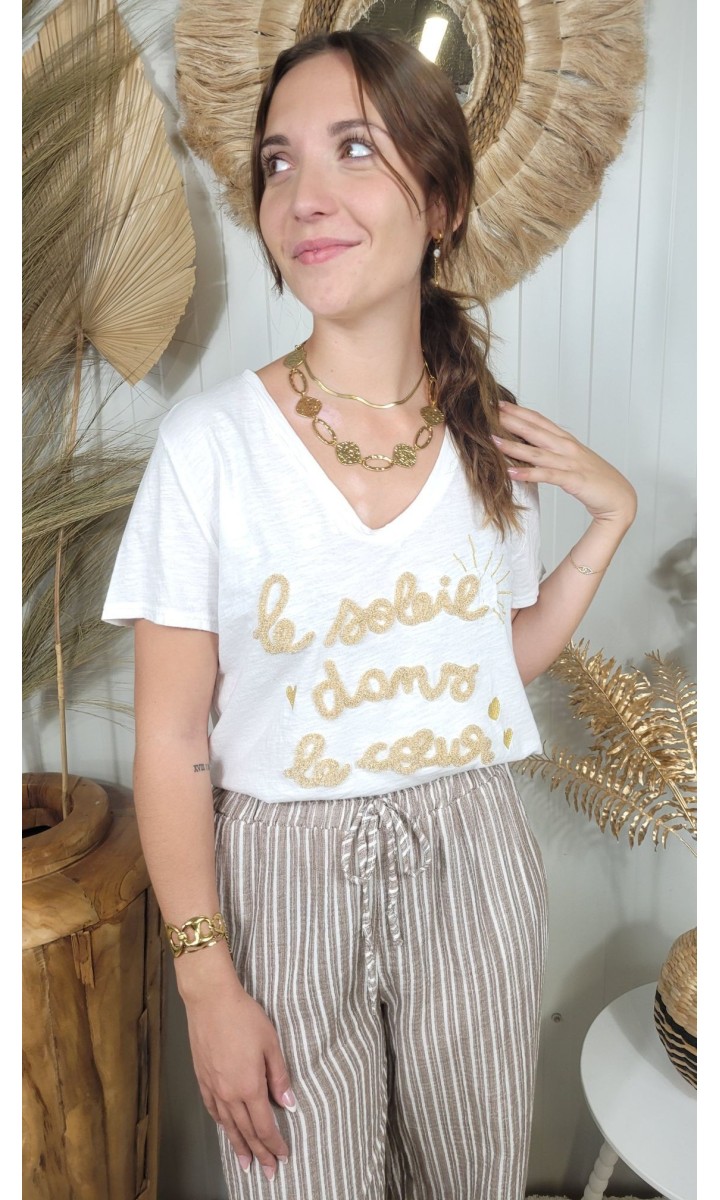 T-shirt Malaurie brodé gold – coloris doré