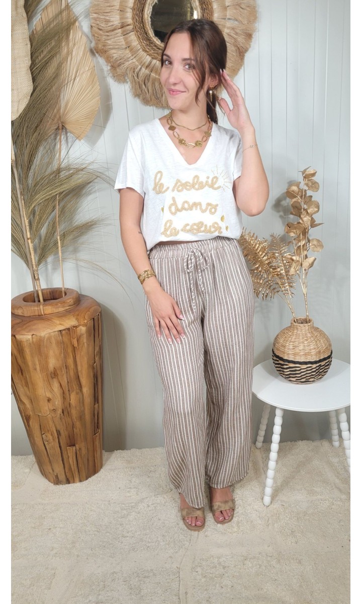 T-shirt Malaurie brodé gold – coloris doré, vue 3