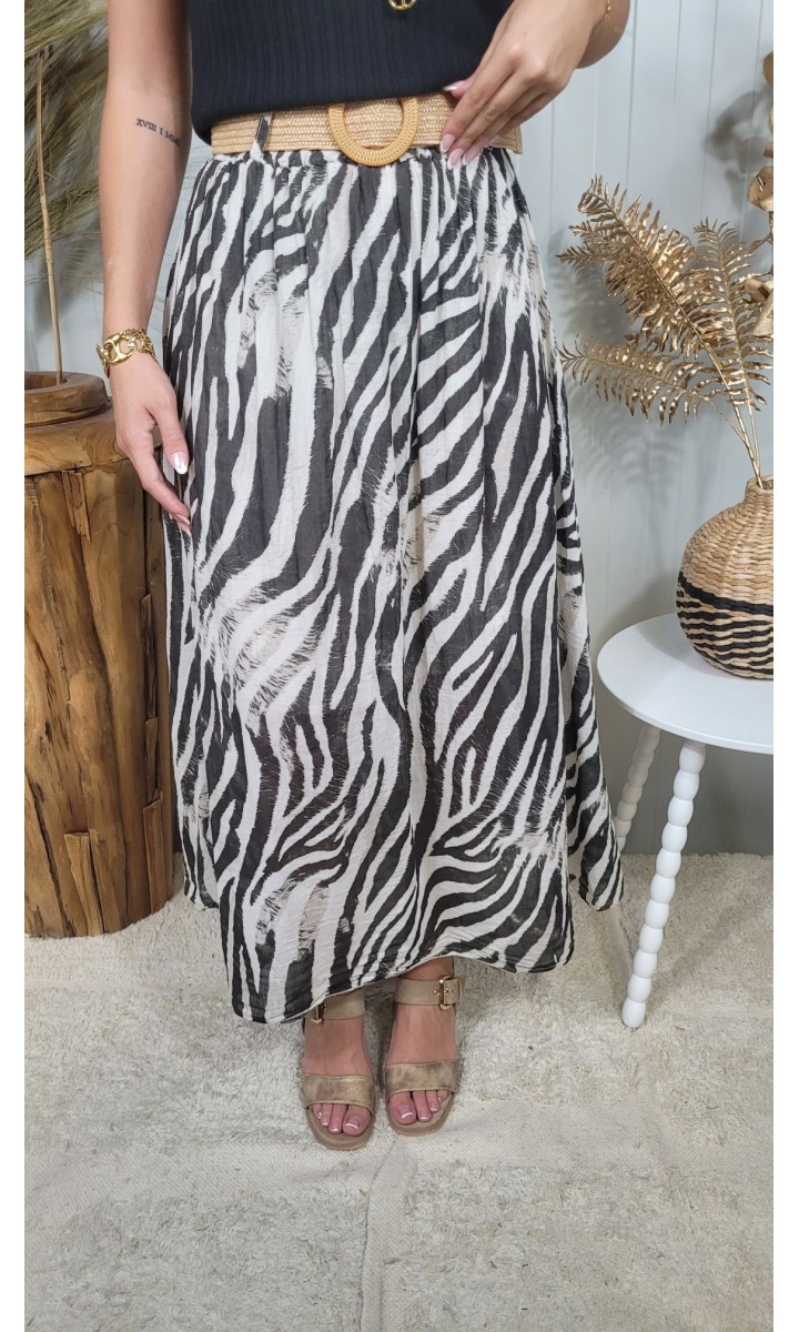 Jupe longue Zebra imprimé zèbre – coloris beige, vue 2