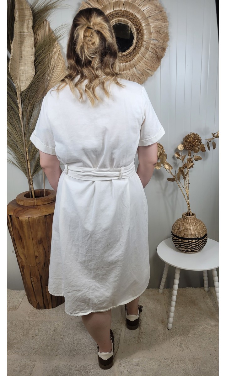 Robe chemise Mireille midi - ceinture – coloris beige, vue 3
