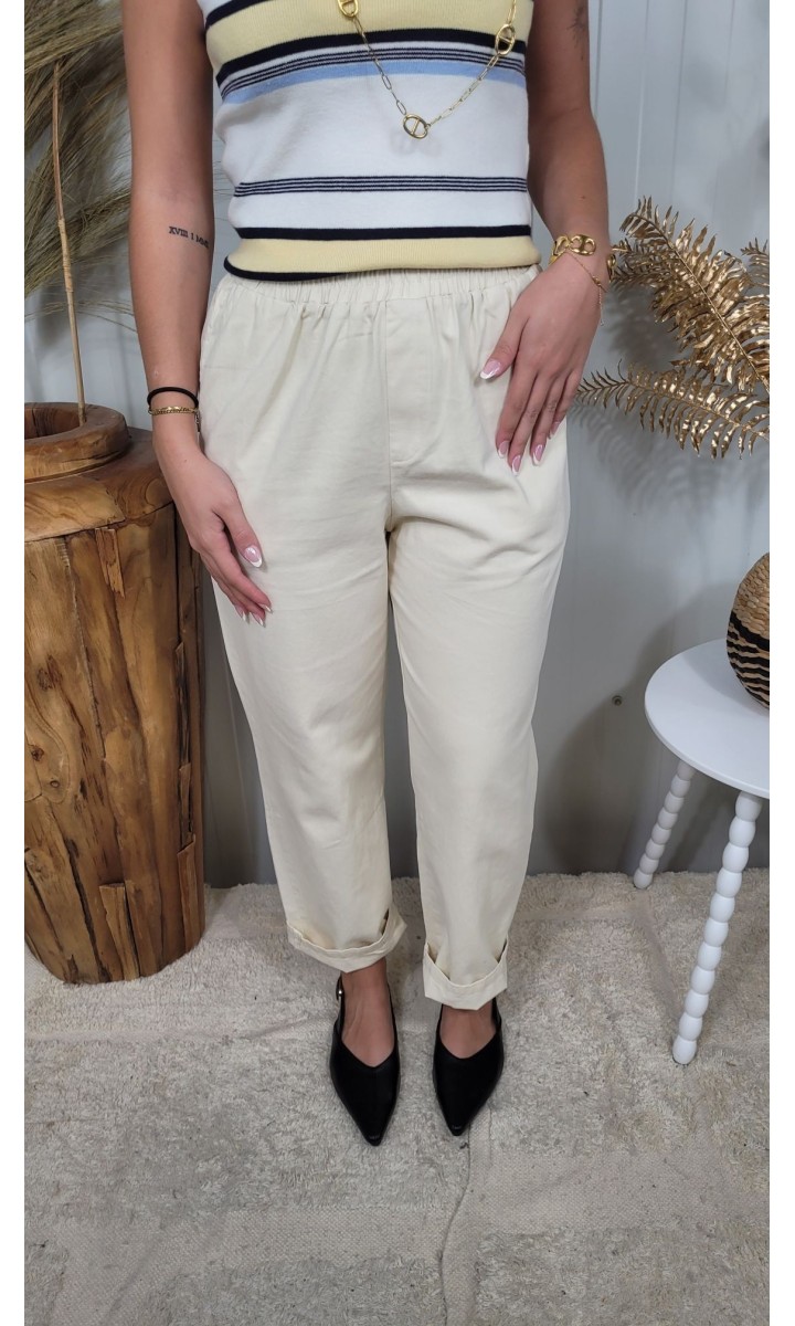Pantalon Emy bleu marine taille élastique – vue 2