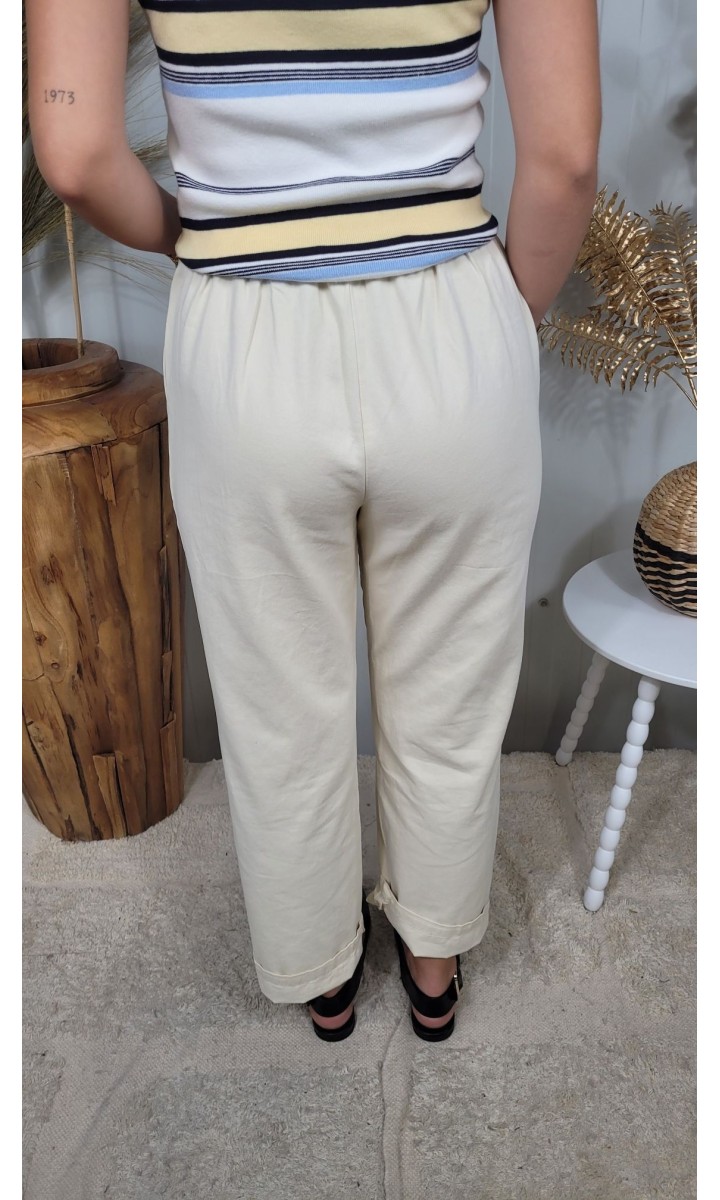 Pantalon Emy bleu marine taille élastique – vue 3