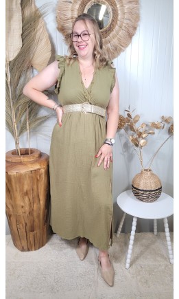 Robe longue Laurence gaze de coton – coloris kaki