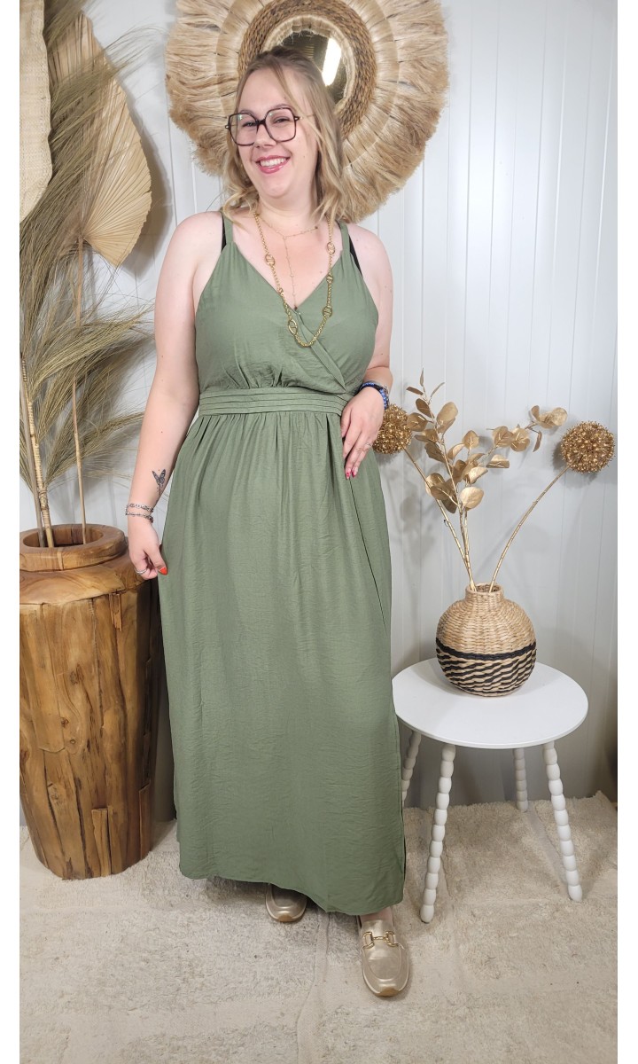 Robe longue Danie cache-cœur – coloris kaki