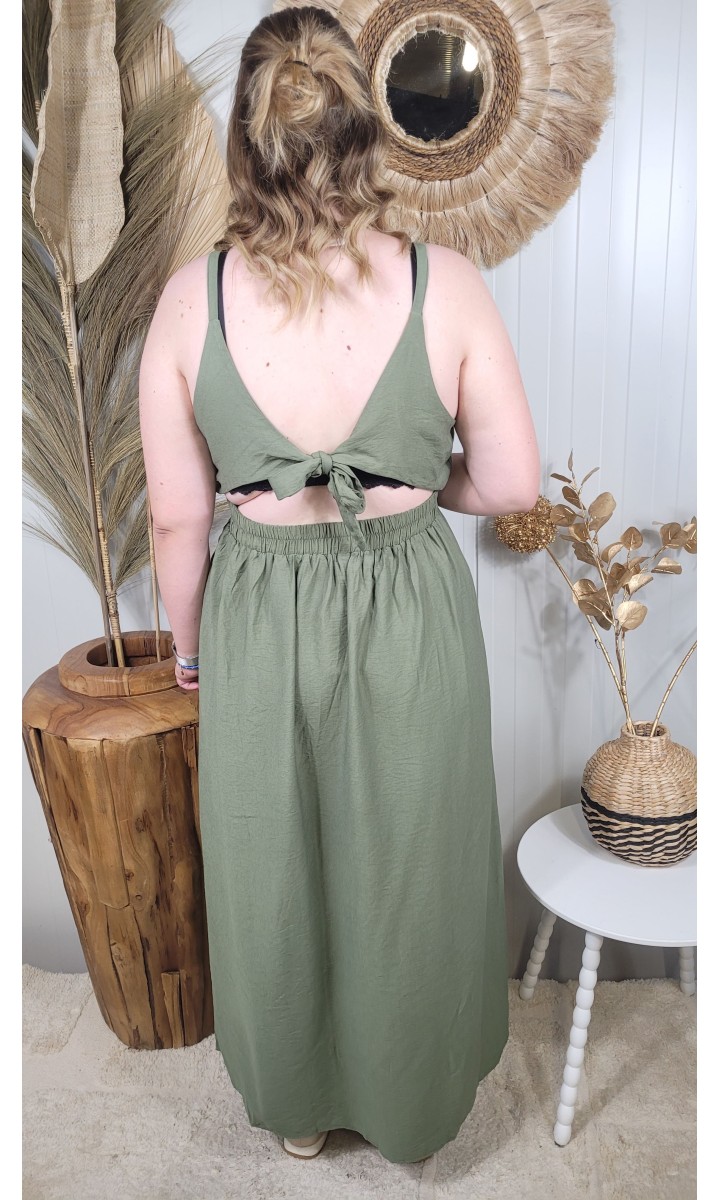 Robe longue Danie cache-cœur – coloris kaki, vue 3
