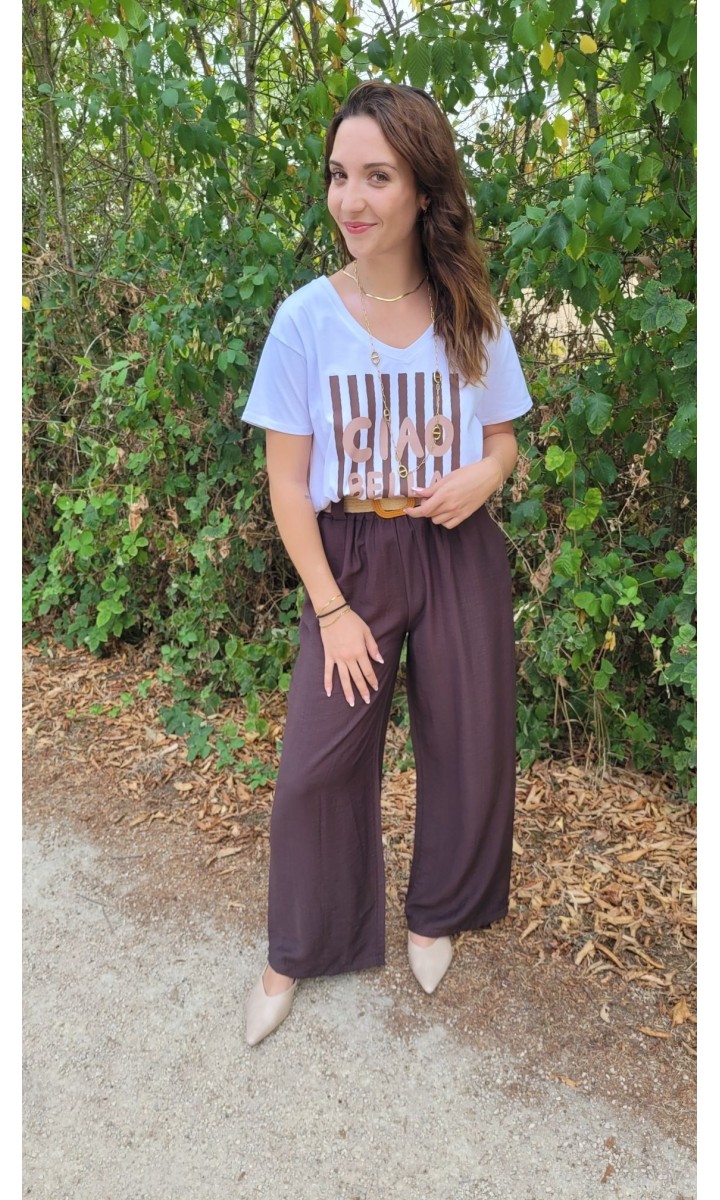 T-shirt Bella Ciao Bella rayé – coloris marron, vue 3