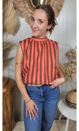 Top Barbara rayé dos nu à nouer – coloris multicolore