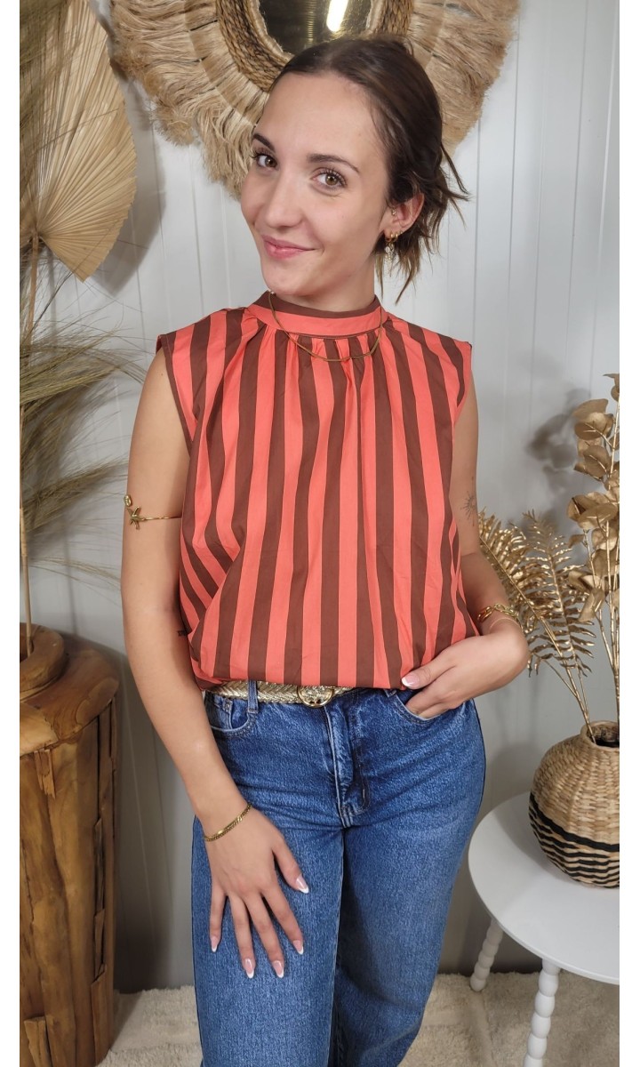 Top Barbara rayé dos nu à nouer – coloris multicolore