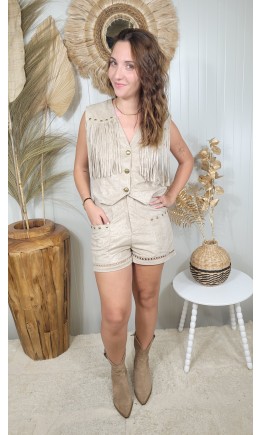 Short Cassiope clous et broderie – coloris beige