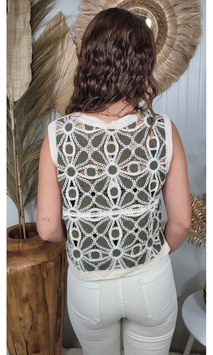 Gilet Bertille crochet rosettes – vue 2