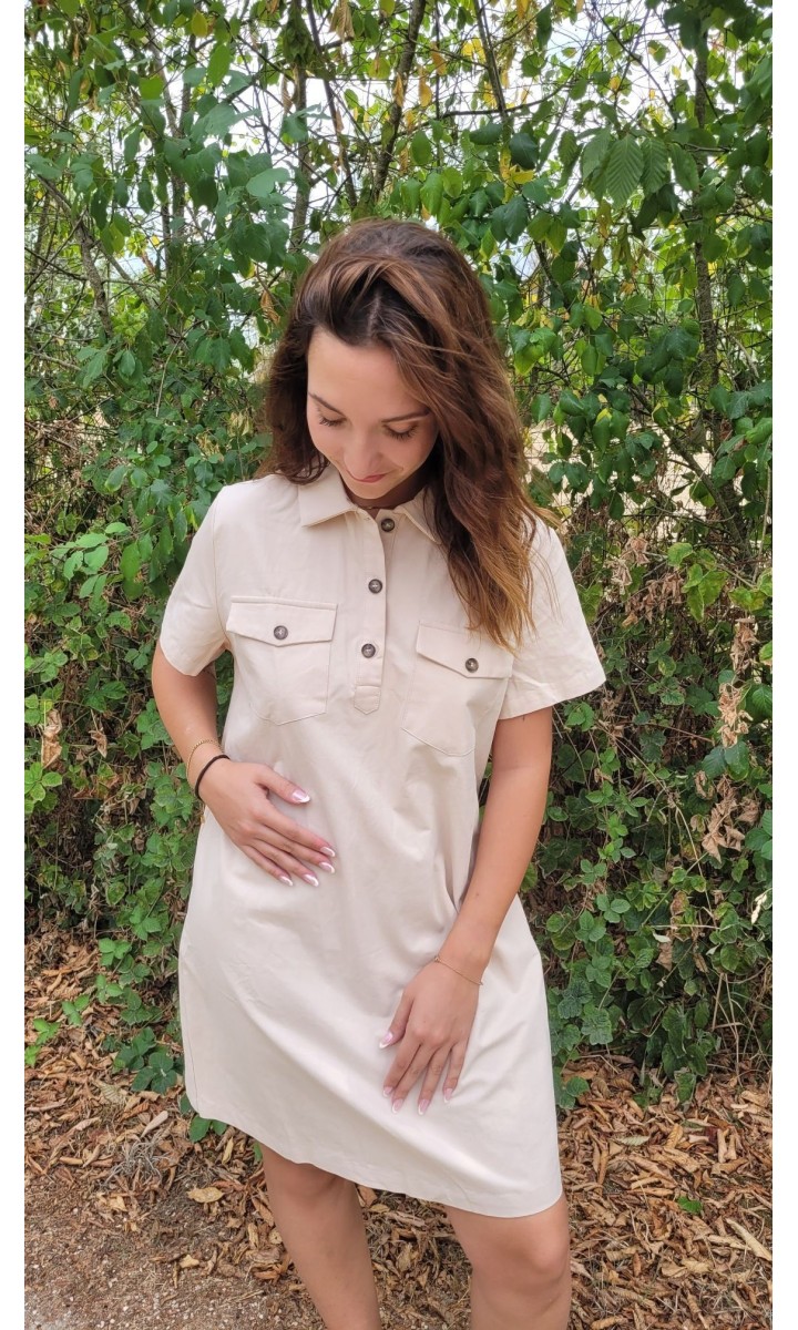 Robe Peggy safari - poches à rabat – coloris beige, vue 2