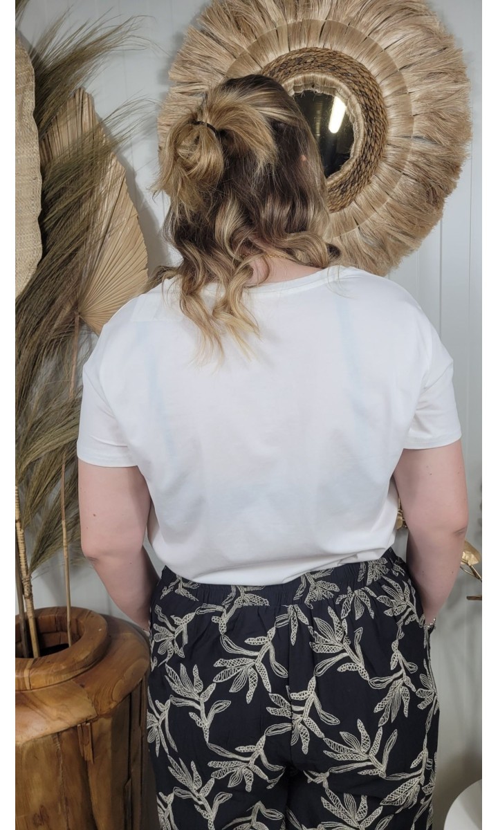 T-shirt Tara portraits illustrés – coloris blanc, vue 3