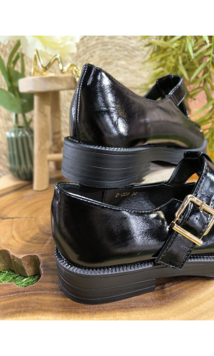 Mocassins Mary vernis boucle dorée – coloris noir, vue 3