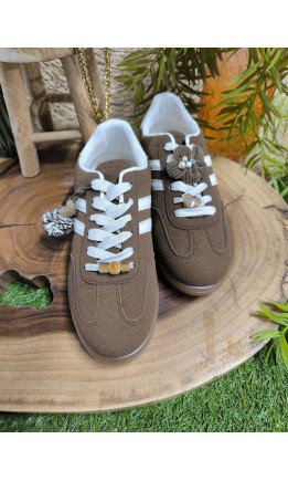 Baskets Claudie rétro bijoux amovibles – coloris marron