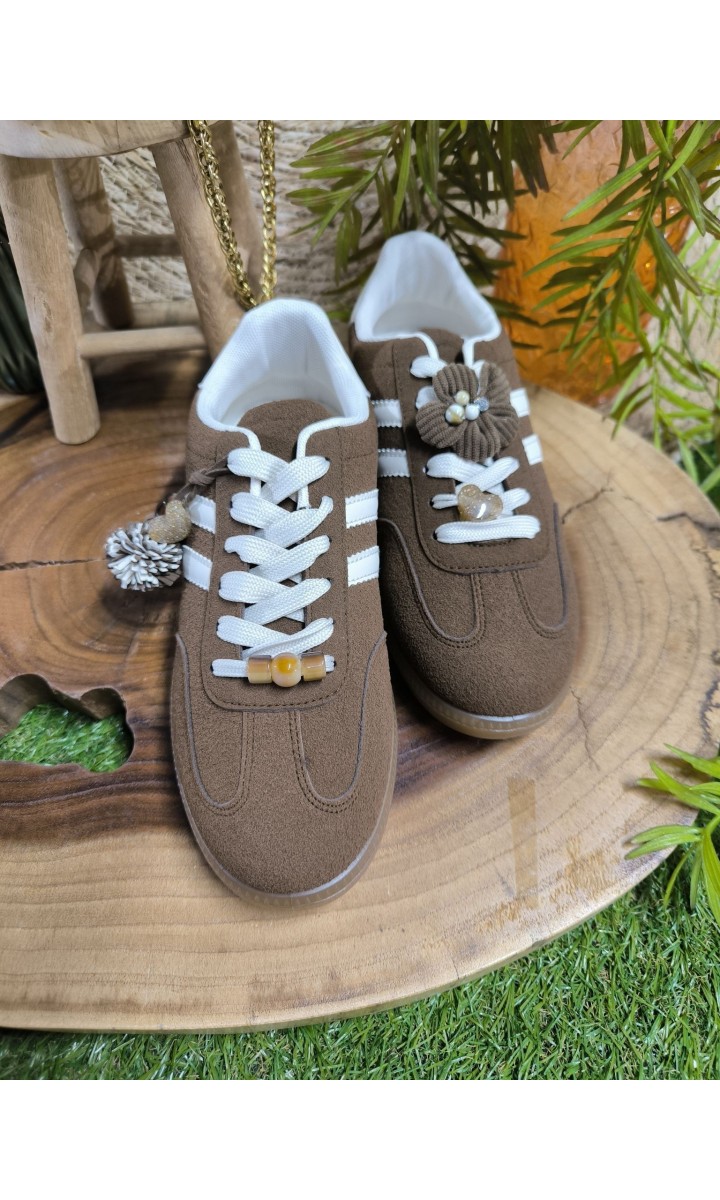 Baskets Claudie rétro bijoux amovibles – coloris marron