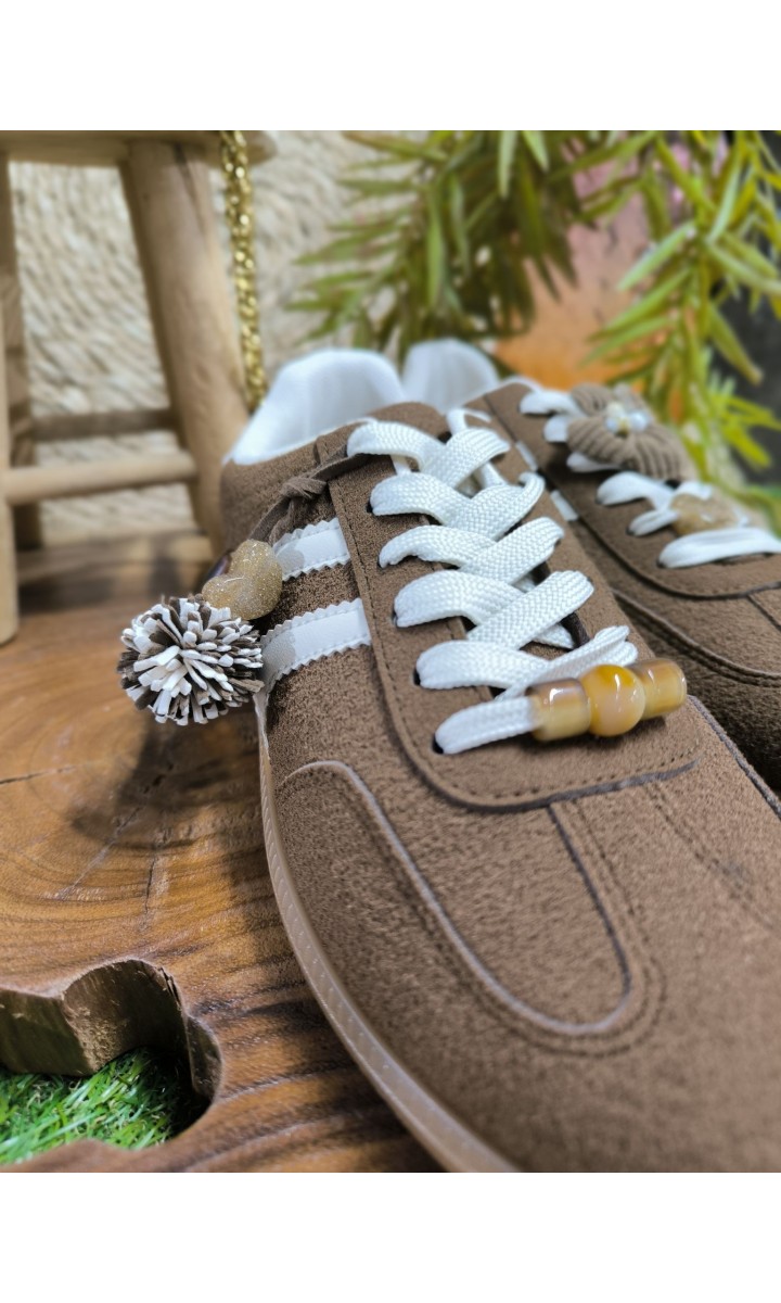 Baskets Claudie rétro bijoux amovibles – coloris marron, vue 2