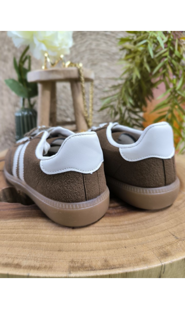 Baskets Claudie rétro bijoux amovibles – coloris marron, vue 3