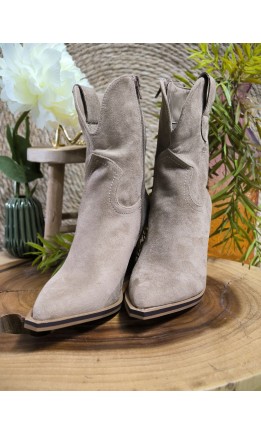 Bottines Monica santiags - talon 8 cm – coloris beige