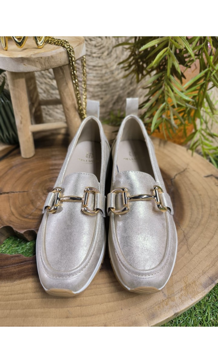 Mocassins Cassandra dorés semelle basket – coloris doré