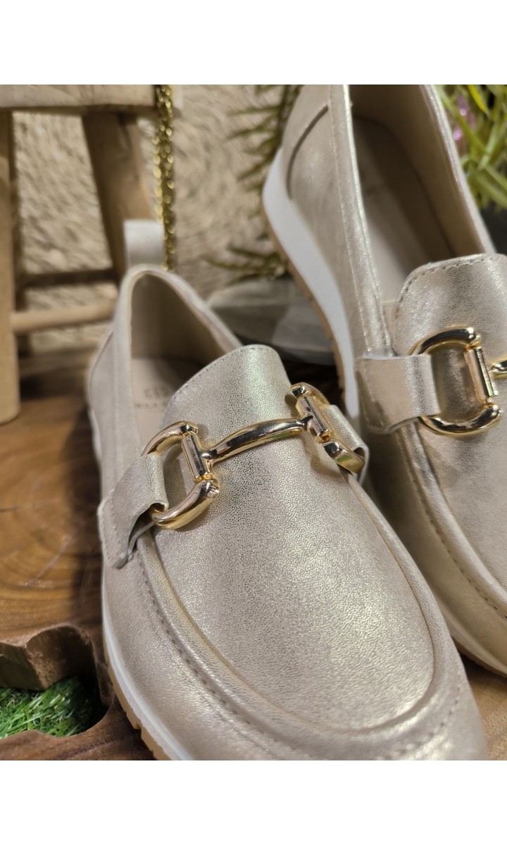 Mocassins Cassandra dorés semelle basket – coloris doré, vue 2