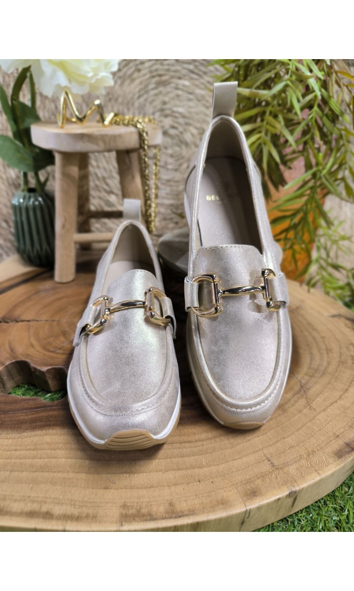Mocassins Cassandra dorés semelle basket – coloris doré, vue 3
