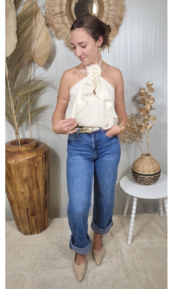 Jeans Marina droit bleu moyen – coloris bleu