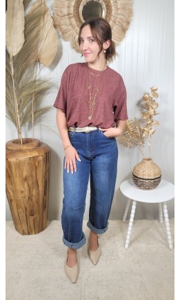 Jeans Fanny wide leg délavé – coloris bleu