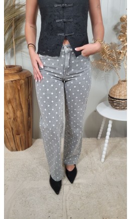 Pantalon Magalie gris à pois – coloris gris