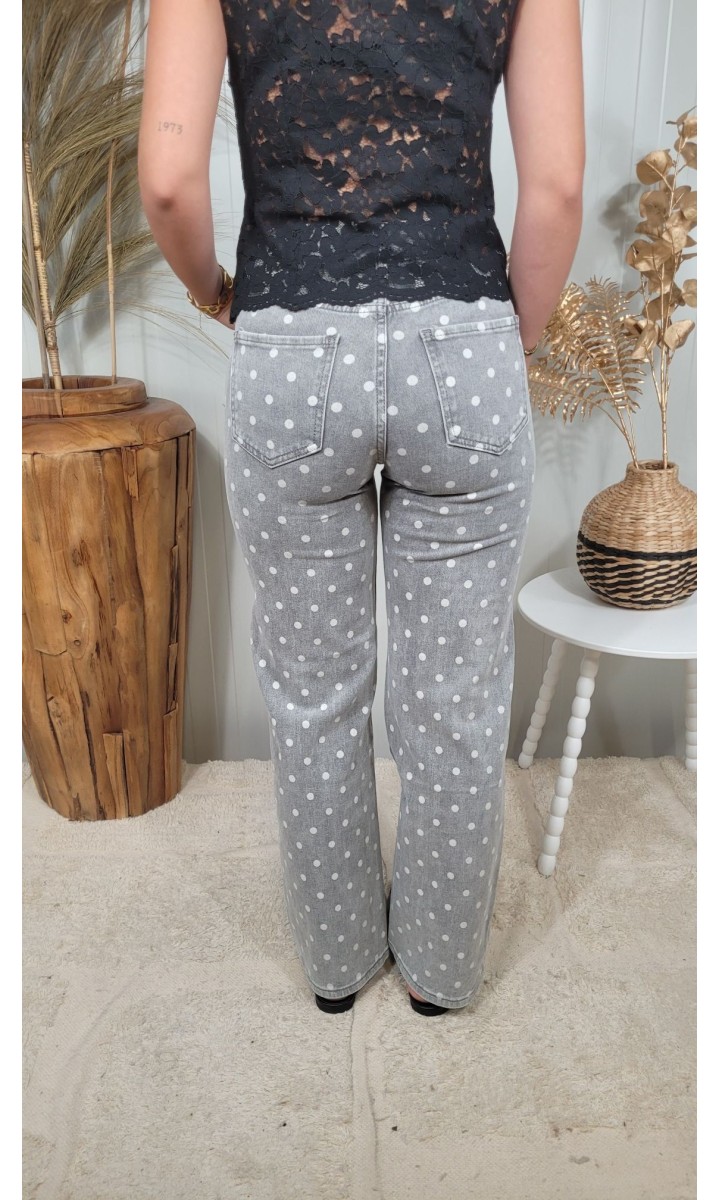 Pantalon Magalie gris à pois – coloris gris, vue 3