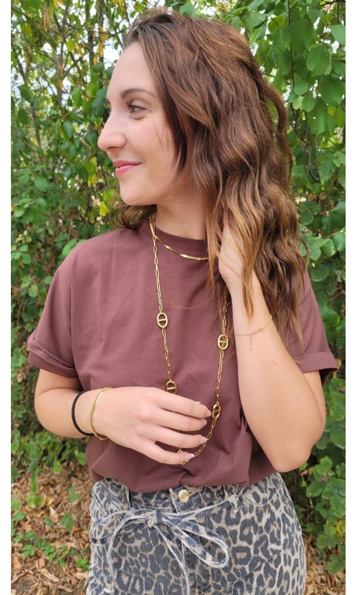 T-shirt Oma dos dentelle – coloris marron, vue 2
