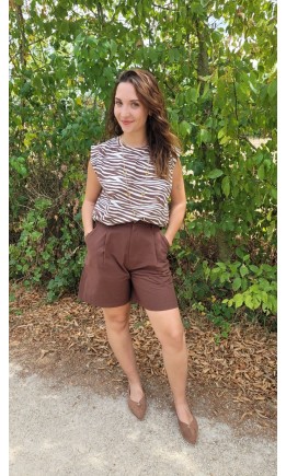Short Julia bermuda à pinces – coloris marron