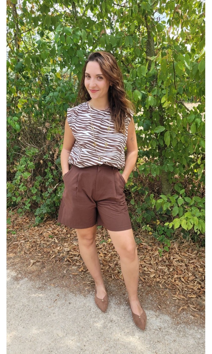 Short Julia bermuda à pinces – coloris marron