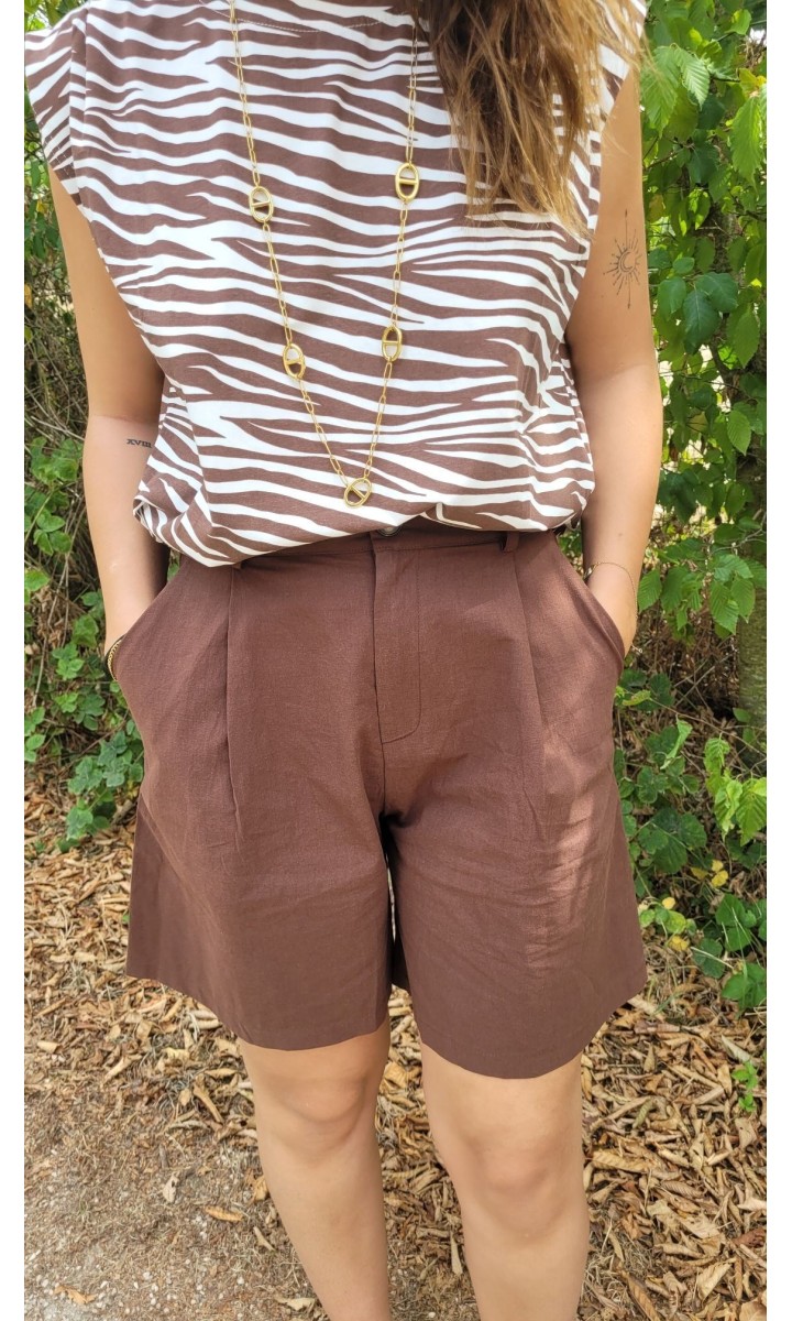 Short Julia bermuda à pinces – coloris marron, vue 2