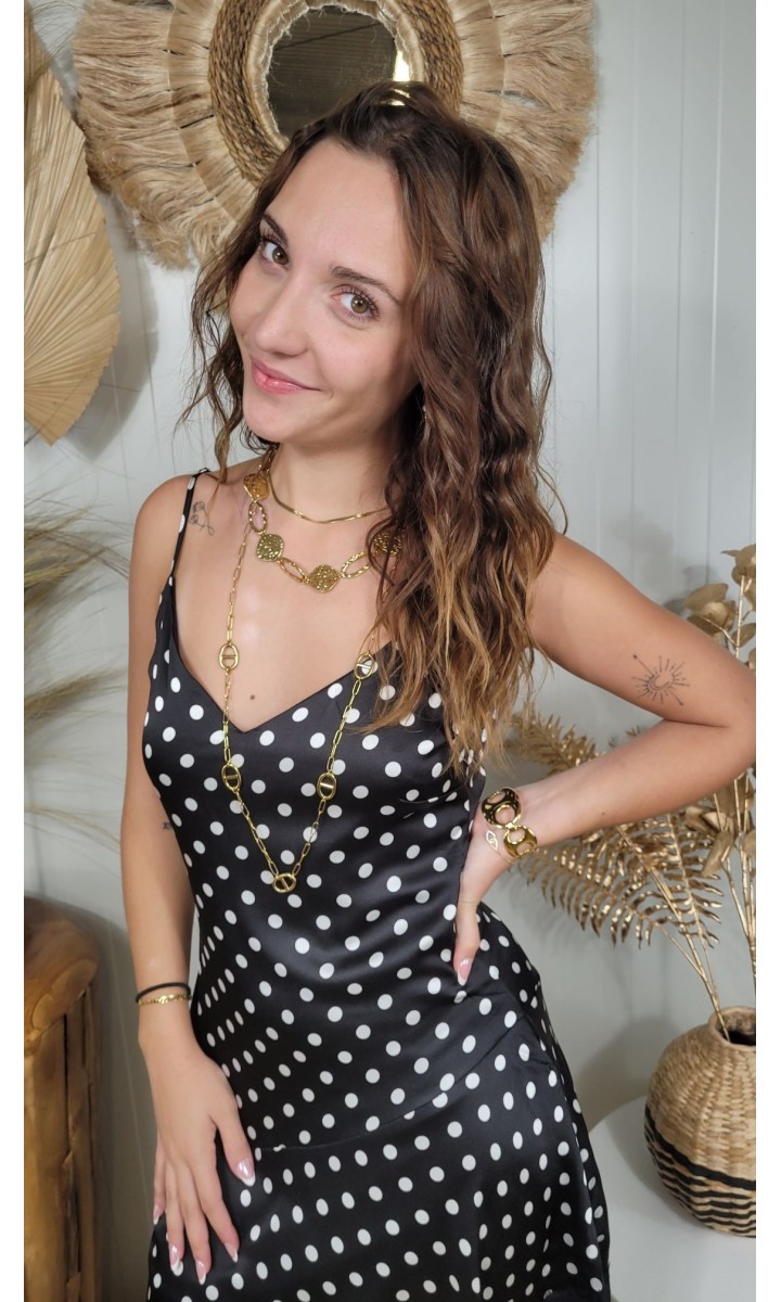 Robe Pois bretelles bas dentelle – coloris noir, vue 3