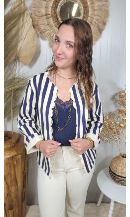 Veste Manolita bords festonnés – coloris bleu