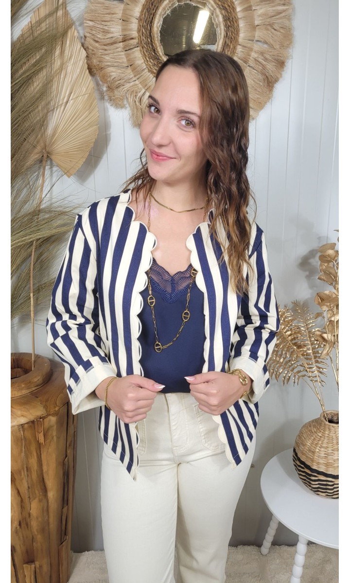 Veste Manolita bords festonnés – coloris bleu
