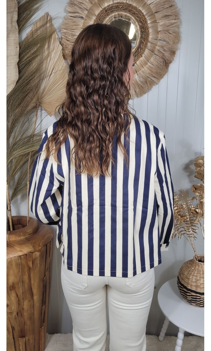 Veste Manolita bords festonnés – coloris bleu, vue 2
