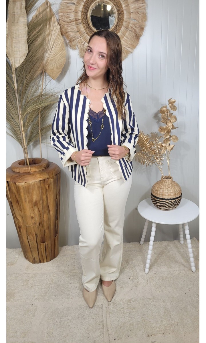 Veste Manolita bords festonnés – coloris bleu, vue 3