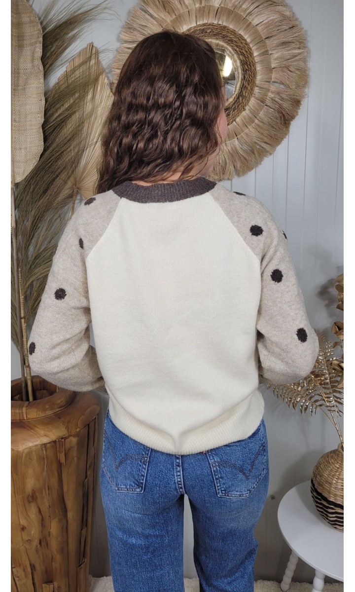 Pull Doggy teckel texturé – coloris beige, vue 3
