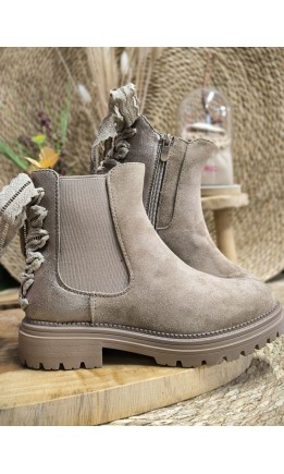 Bottines Marielle nœud dentelle - talon 3 cm – coloris taupe