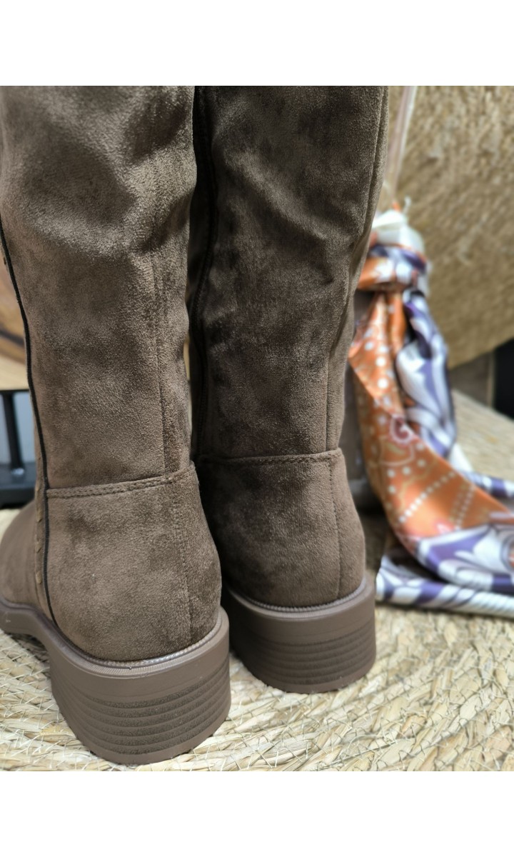 Bottes Raphaëlle suédine - talon 3 cm – coloris moka, vue 3