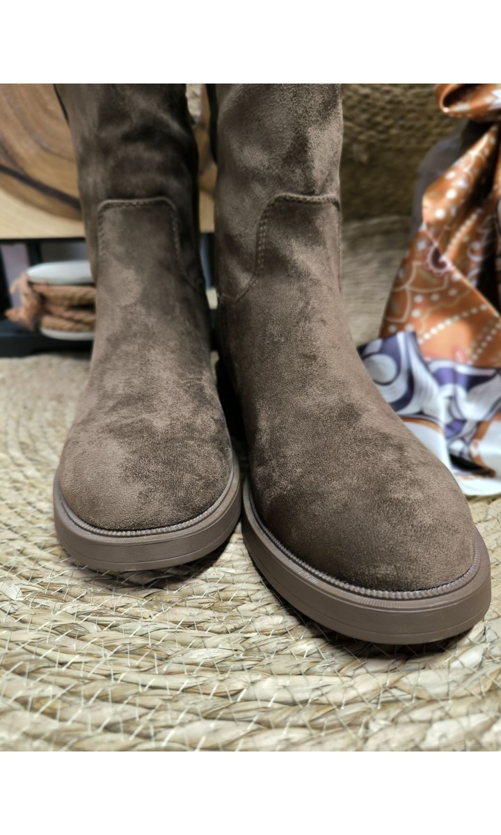 Bottes Raphaëlle suédine - talon 3 cm – coloris moka, vue 4