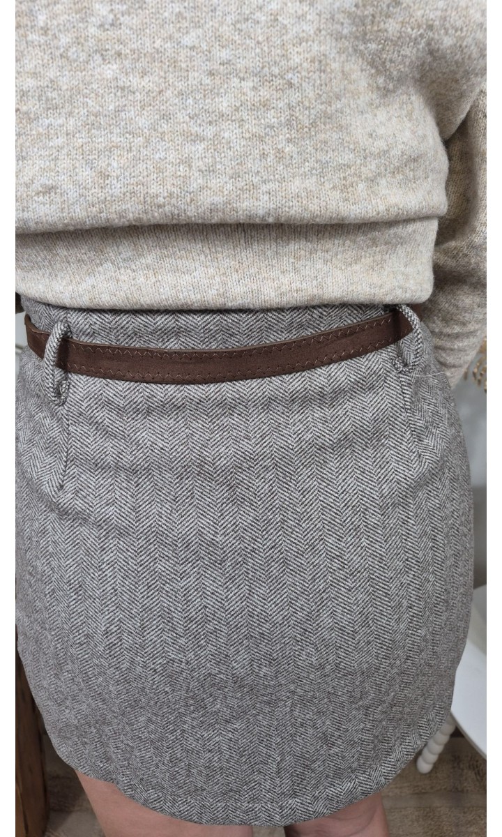 Jupe short Pascaline chevrons – coloris beige, vue 3