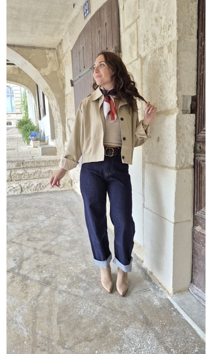 Veste Georgina courte oversize trench – coloris beige, vue 2