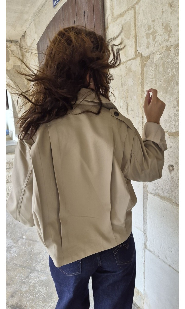 Veste Georgina courte oversize trench – coloris beige, vue 3