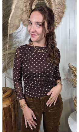 Top Sonia pois pailleté – coloris marron