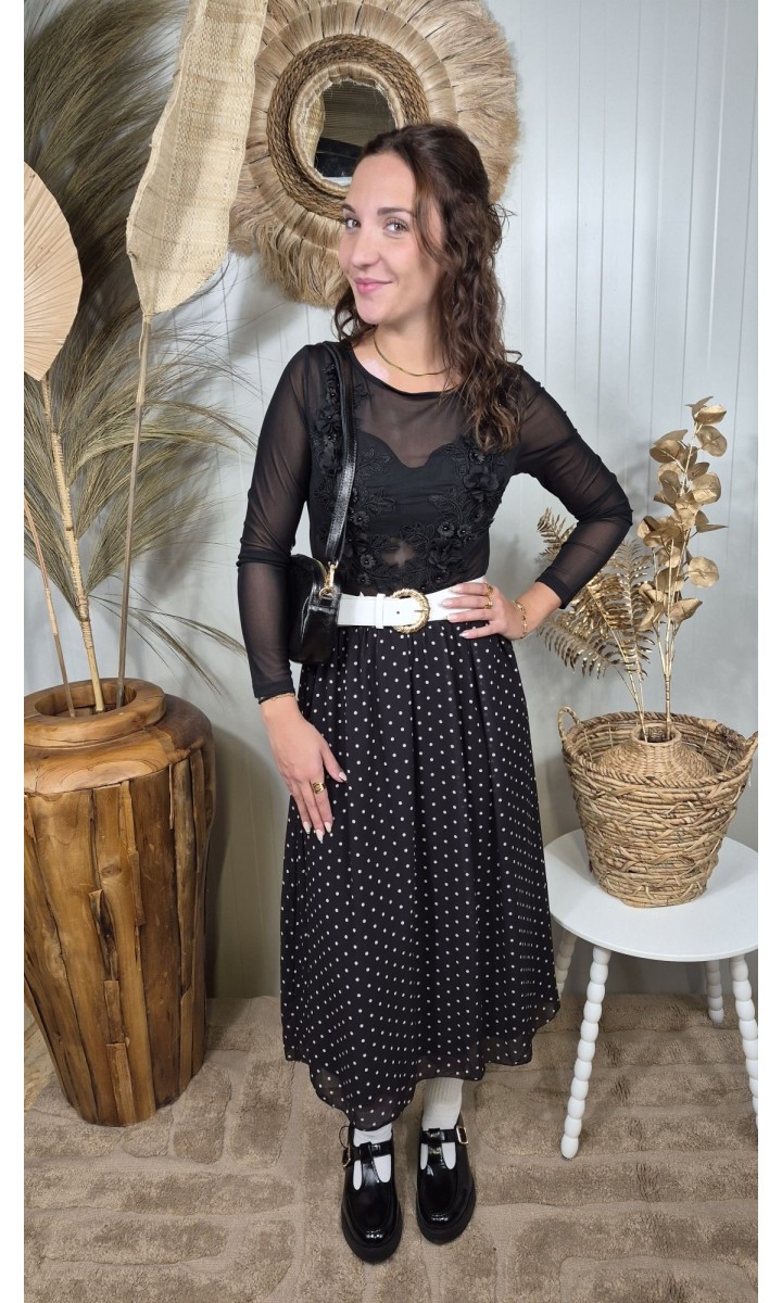 Body Delphine tulle brodé fleurs 3D – vue 2