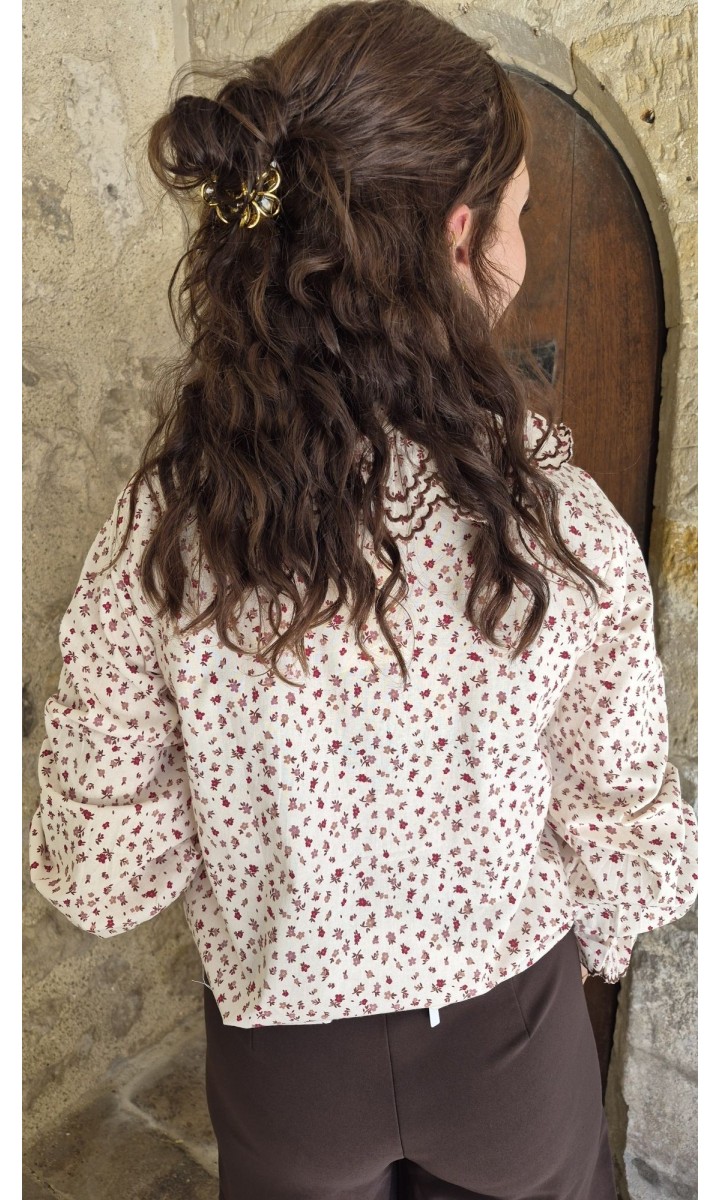 Chemise Nath col Claudine festonné – coloris beige, vue 4
