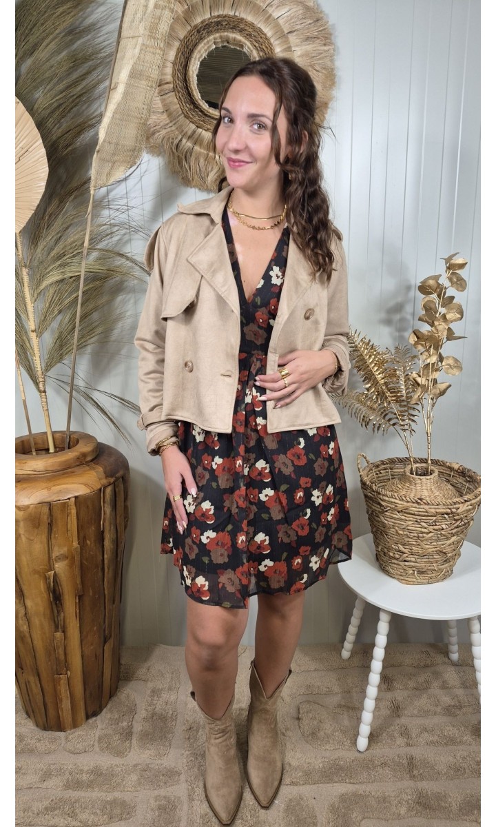Veste Lenie suédine croisée style trench – coloris beige, vue 3